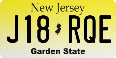 NJ license plate J18RQE