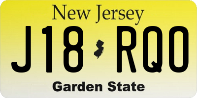 NJ license plate J18RQO