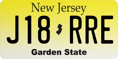 NJ license plate J18RRE