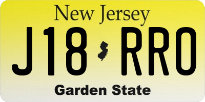 NJ license plate J18RRO