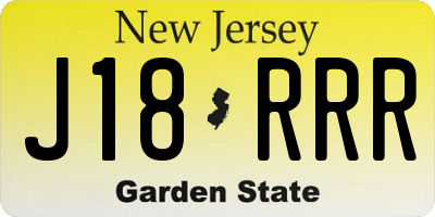 NJ license plate J18RRR
