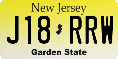 NJ license plate J18RRW