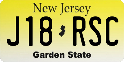 NJ license plate J18RSC