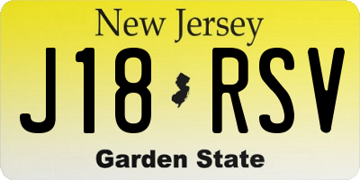 NJ license plate J18RSV