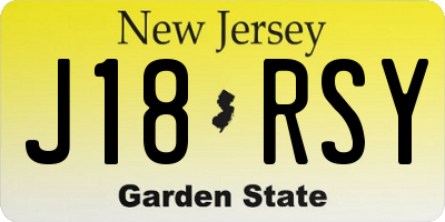 NJ license plate J18RSY