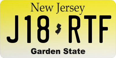 NJ license plate J18RTF