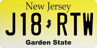 NJ license plate J18RTW