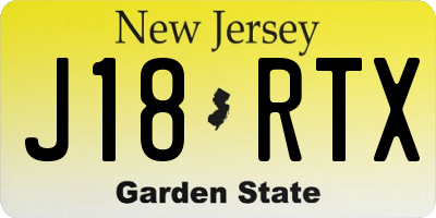 NJ license plate J18RTX