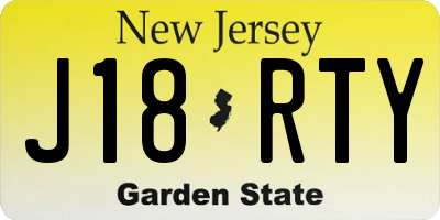 NJ license plate J18RTY