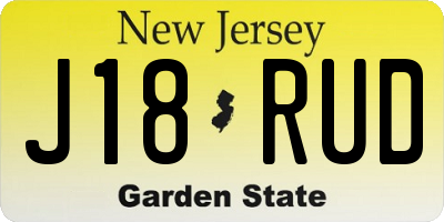 NJ license plate J18RUD