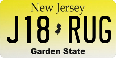 NJ license plate J18RUG