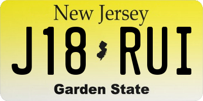 NJ license plate J18RUI