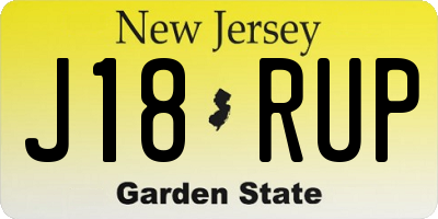 NJ license plate J18RUP