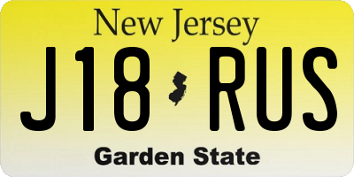 NJ license plate J18RUS