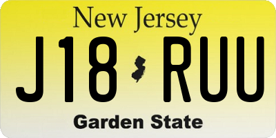 NJ license plate J18RUU
