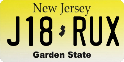 NJ license plate J18RUX