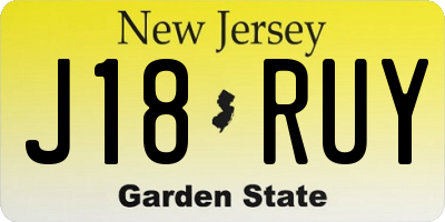 NJ license plate J18RUY
