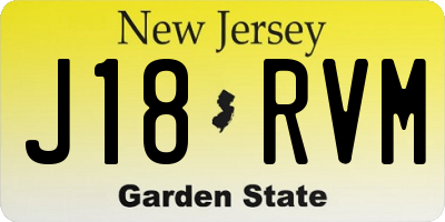 NJ license plate J18RVM