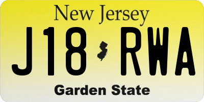 NJ license plate J18RWA