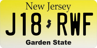 NJ license plate J18RWF