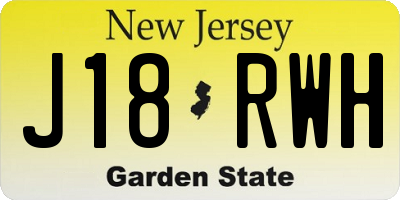 NJ license plate J18RWH