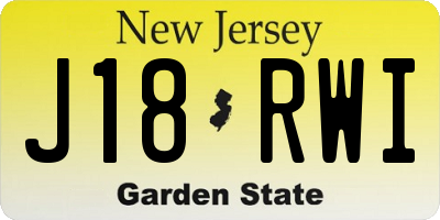 NJ license plate J18RWI
