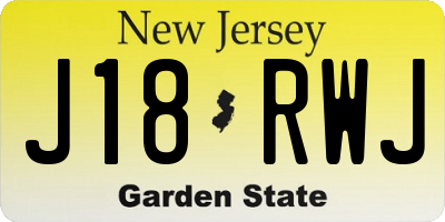 NJ license plate J18RWJ