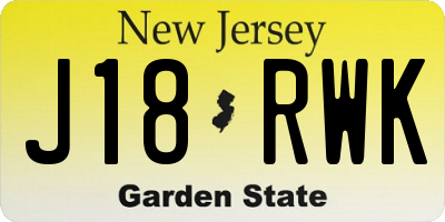 NJ license plate J18RWK