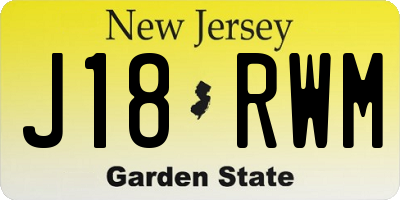 NJ license plate J18RWM