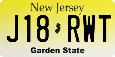 NJ license plate J18RWT