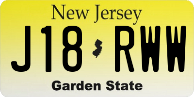 NJ license plate J18RWW