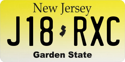 NJ license plate J18RXC