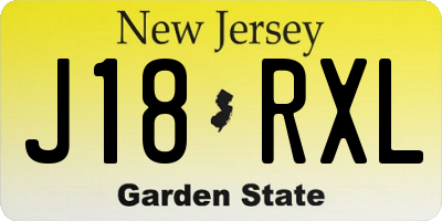 NJ license plate J18RXL