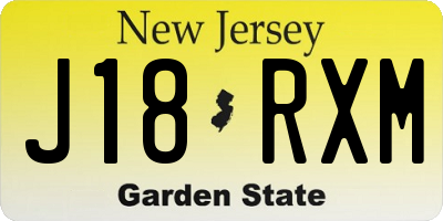 NJ license plate J18RXM