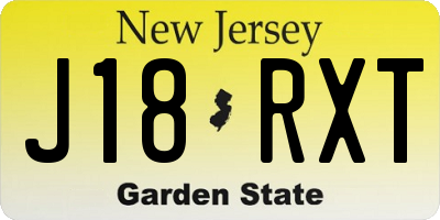 NJ license plate J18RXT