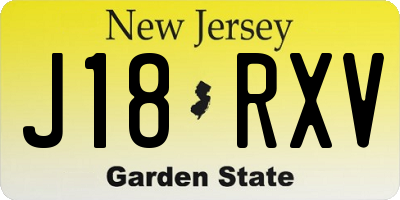 NJ license plate J18RXV