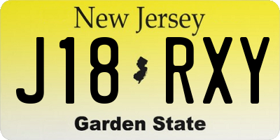 NJ license plate J18RXY