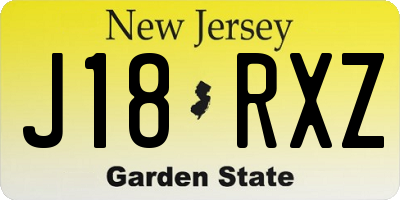 NJ license plate J18RXZ