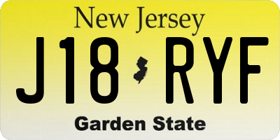 NJ license plate J18RYF