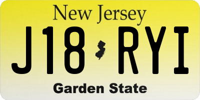 NJ license plate J18RYI
