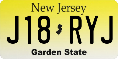 NJ license plate J18RYJ