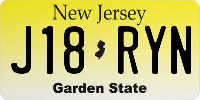 NJ license plate J18RYN