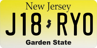 NJ license plate J18RYO