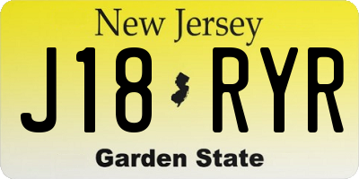 NJ license plate J18RYR
