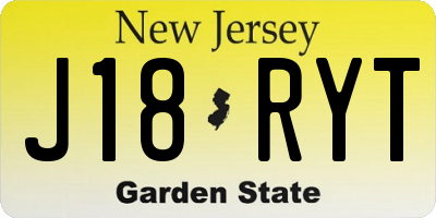 NJ license plate J18RYT