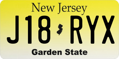 NJ license plate J18RYX