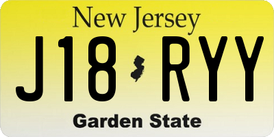 NJ license plate J18RYY