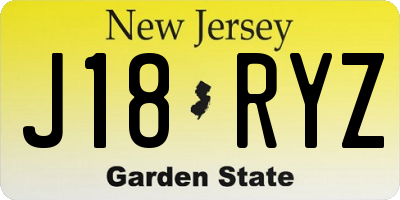 NJ license plate J18RYZ