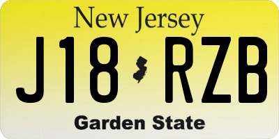 NJ license plate J18RZB
