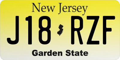 NJ license plate J18RZF